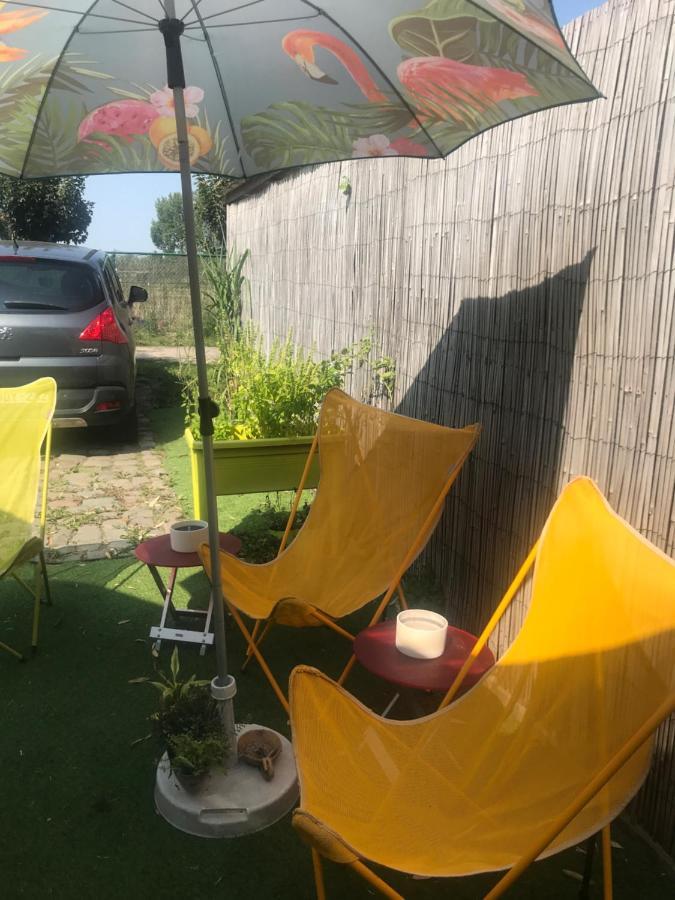 Gardencaravan near Ghent in green area Buitenkant foto